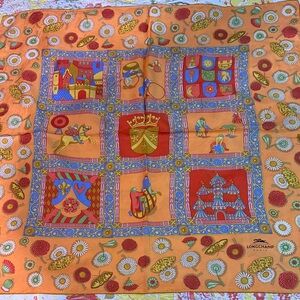 Vintage Longchamp Silk Multicolor Artistic Scarf